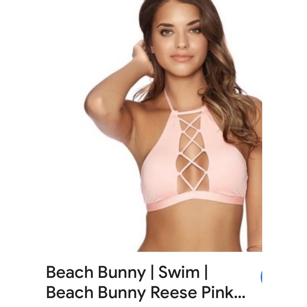 NWT Beach Bunny Pink Swim Top Larson Halter Lace Up Bikini Swimsuit‎ XXL